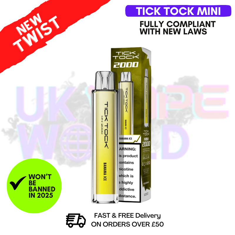 Shop Banana Ice Tick Tock Mini 2000 Puff Kit - UK Vape World