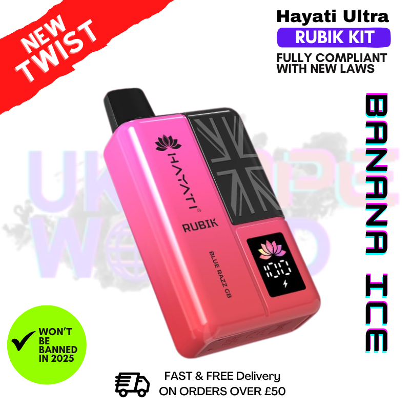 Shop Banana ICE Hayati Rubik 7000 Puff 7K Bar - UK Vape World