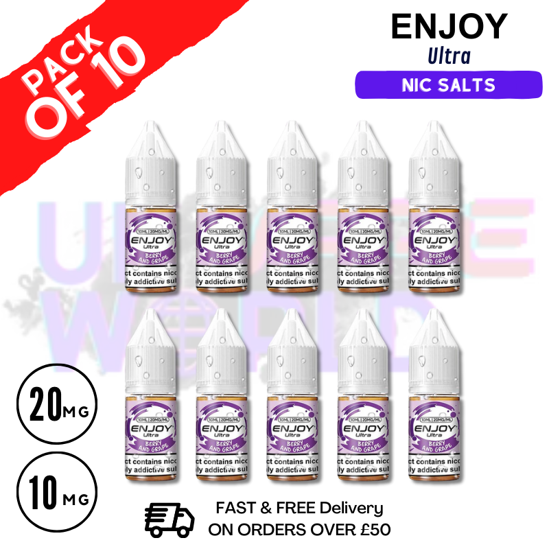 Shop Berry Grape Enjoy Ultra 9000 Nic Salt Box Of 10 - UK Vape World