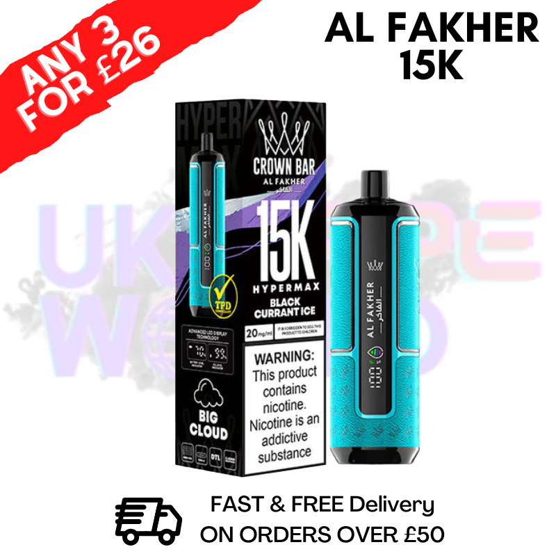 Shop Blackcurrant Ice Al Fakher HyperMax 15k Puff | ANY 3 FOR £26 - UK Vape World