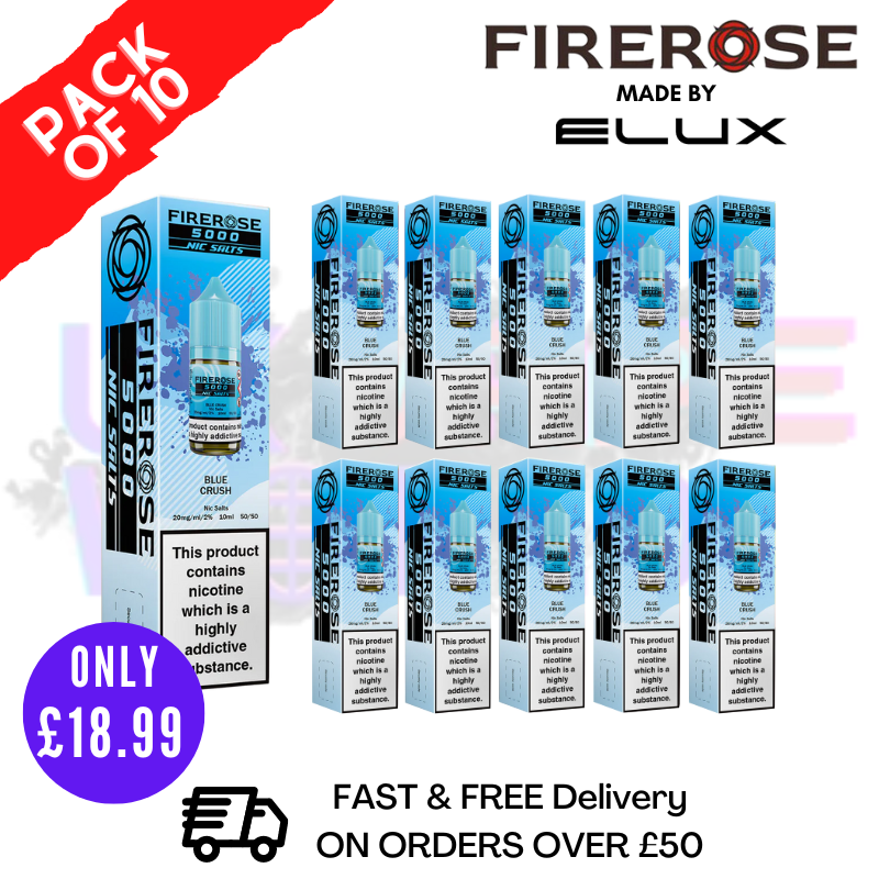 Shop Blue Crush Firerose 5000 Nic Salt Box Of 10 - UK Vape World