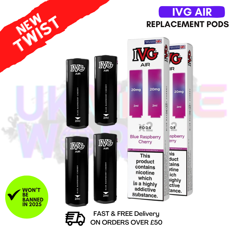 Shop IVG AIR Pods Blue Raspberry Cherry Pack Of 4 - UK Vape World