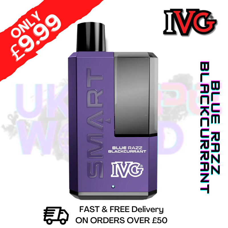 Shop Blue Razz Blackcurrant IVG 5500 Smart Disposable Kit - ONLY £9.99. - UK Vape World