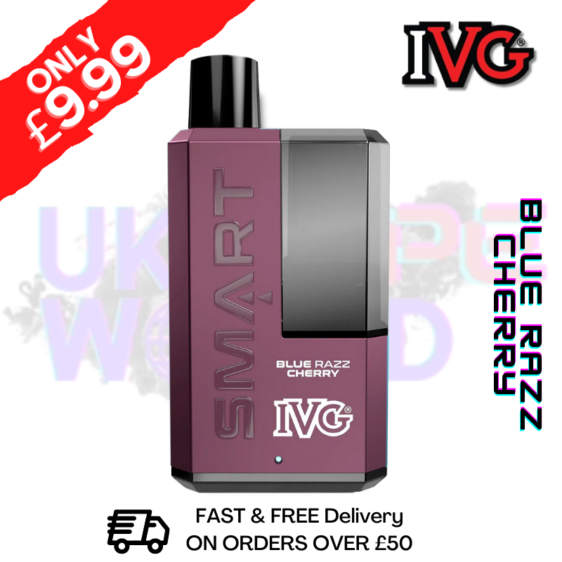 Shop Blue Razz Cherry IVG 5500 Smart Disposable Kit - ONLY £9.99 - UK Vape World