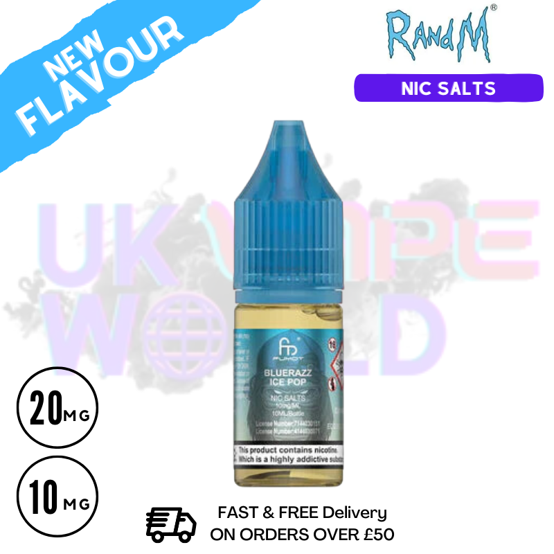 Shop Blue Razz ICE Pop RandM Tornado 7000 Nic Salt 10ML eLiquid - UK Vape World