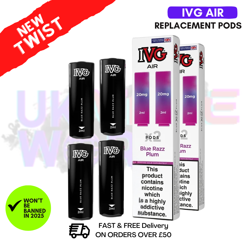 Shop IVG AIR Pods Blue Razz Plum Pack Of 4 - UK Vape World