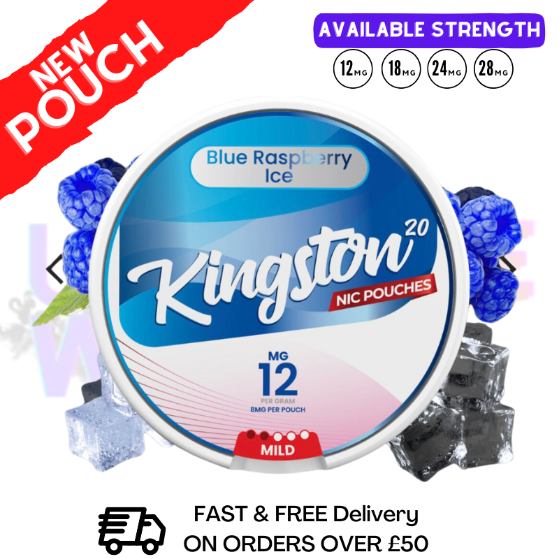 Shop Blue Raspberry ICE Kingston Nicotine Pouches - UK Vape World