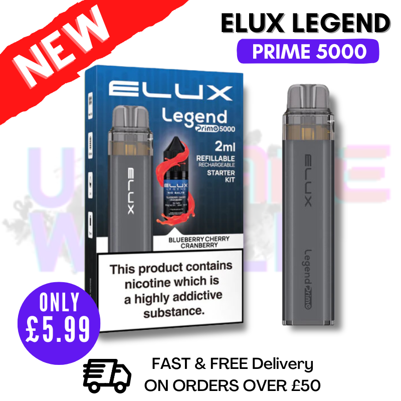 Shop Blueberrry Cherry Cranberry Elux Legend PRIME 5000 Puff Kit - UK Vape World