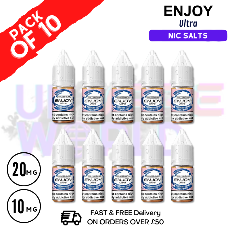 Shop Blueberry Cherry Cranberry Enjoy Ultra 9000 Nic Salt Box Of 10 - UK Vape World