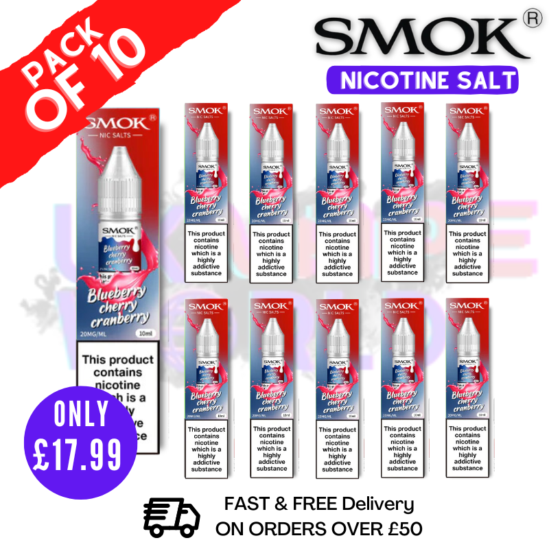 Shop Blueberry Cherry Cranberry Smok Nic Salt E Liquid BOX OF 10 - UK Vape World