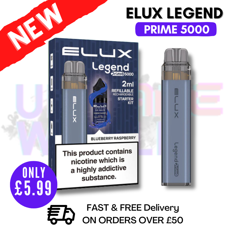 Shop Blueberry Raspberry Elux Legend PRIME 5000 Puff Disposable Vape Kit - UK Vape World