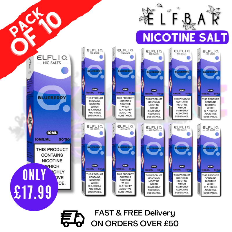 Shop Blueberry ElfLiq Nic Salt BOX OF 10 - ONLY £17.99 - UK Vape World