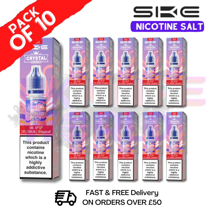 Shop Blueberry Peach Ice Crystal SKE Nic Salt Box / Pack Of 10 - UK Vape World