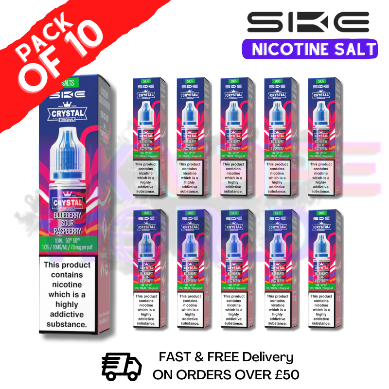 Shop Blueberry Sour Raspberry Crystal SKE Nic Salt Box / Pack Of 10 - UK Vape World