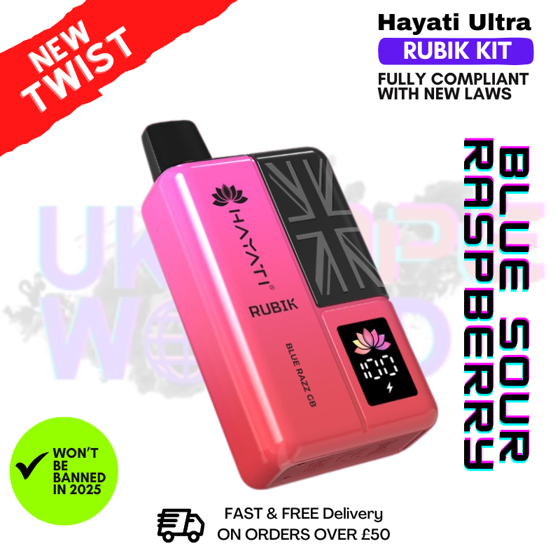 Shop Blue Sour Raspberry Hayati Rubik 7000 Puff 7K Bar - UK Vape World