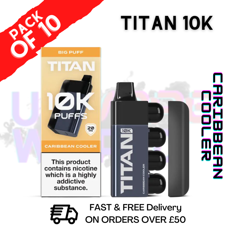 Shop Caribbean Cooler - Titan 10K Disposable Vape Kit Box Pack Of 10 - UK Vape World