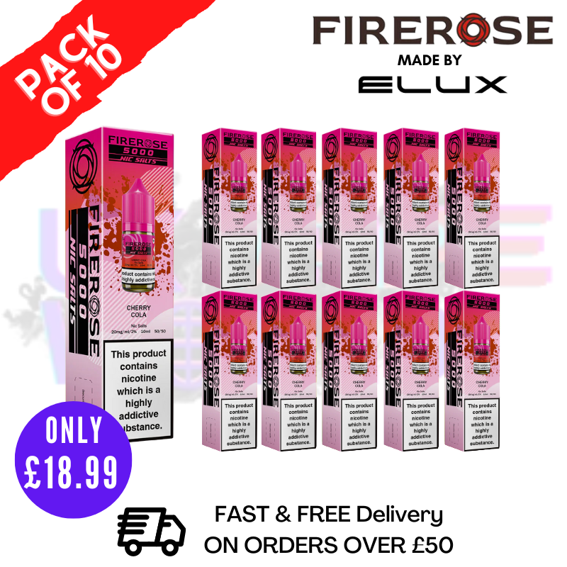 Shop Cherry Cola Firerose 5000 Nic Salt Box Of 10 - UK Vape World