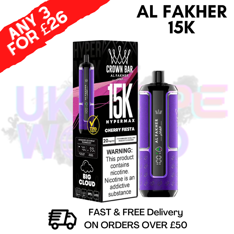 Buy Online Cherry Fiesta Al Fakher HyperMax 15k Puff | ANY 3 FOR £26 - UK Vape World 