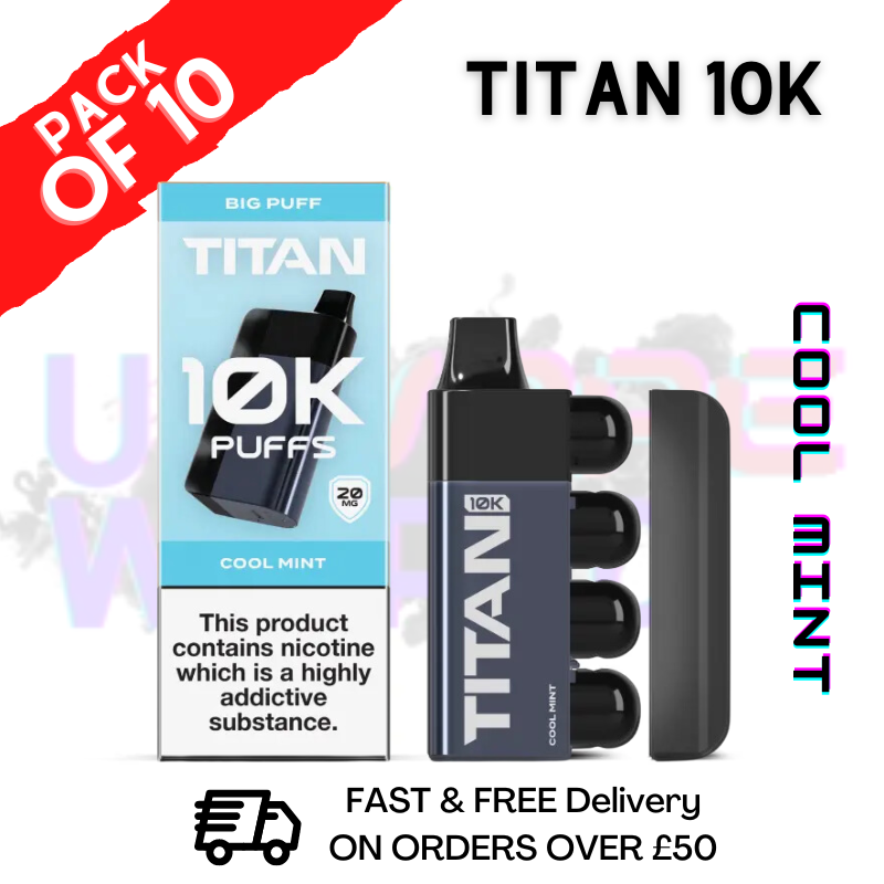 Shop Cool Mint - Titan 10K Disposable Vape Kit Box Pack Of 10 - UK Vape World