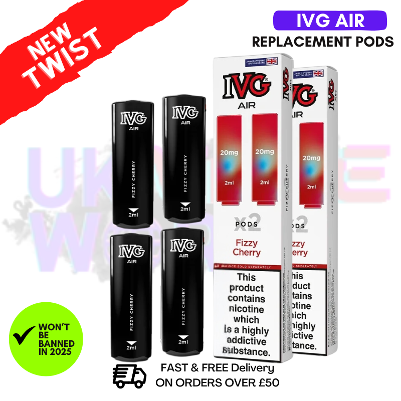 Shop IVG AIR Pods Fizzy Cherry Pack Of 4 - UK Vape World