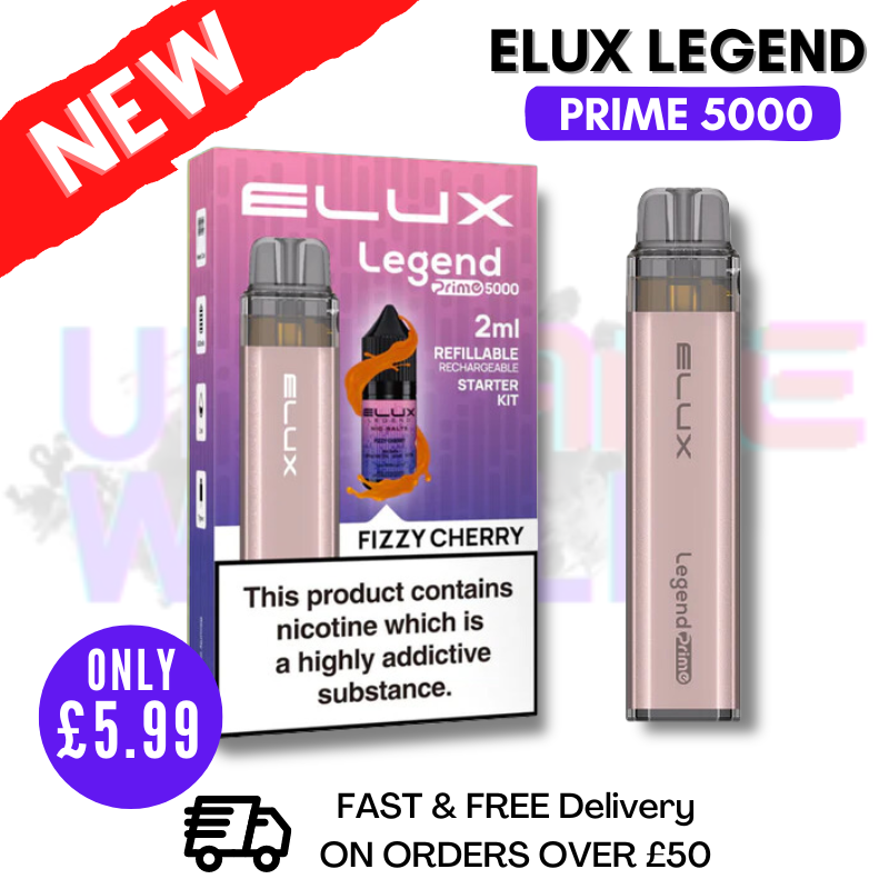 Shop Fizzy Cherry Elux Legend PRIME 5000 Puff Disposable Vape Kit - UK Vape World