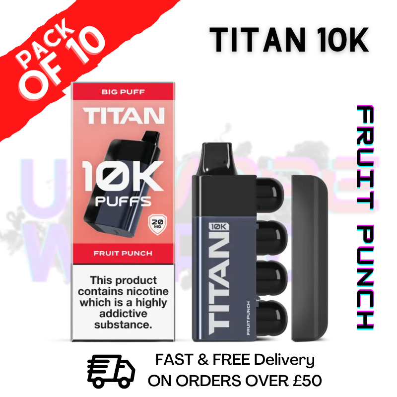 Shop Fruit Punch - Titan 10K Disposable Vape Kit Box Pack Of 10 - UK Vape World