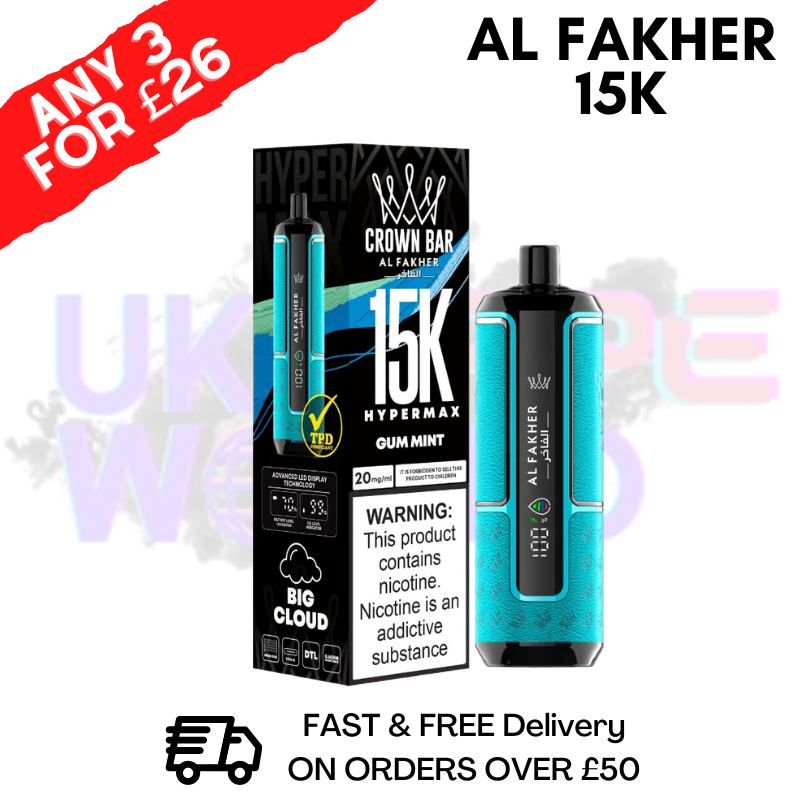 Shop Gum Mint Al Fakher HyperMax 15k Puff | ANY 3 FOR £26 - UK Vape World