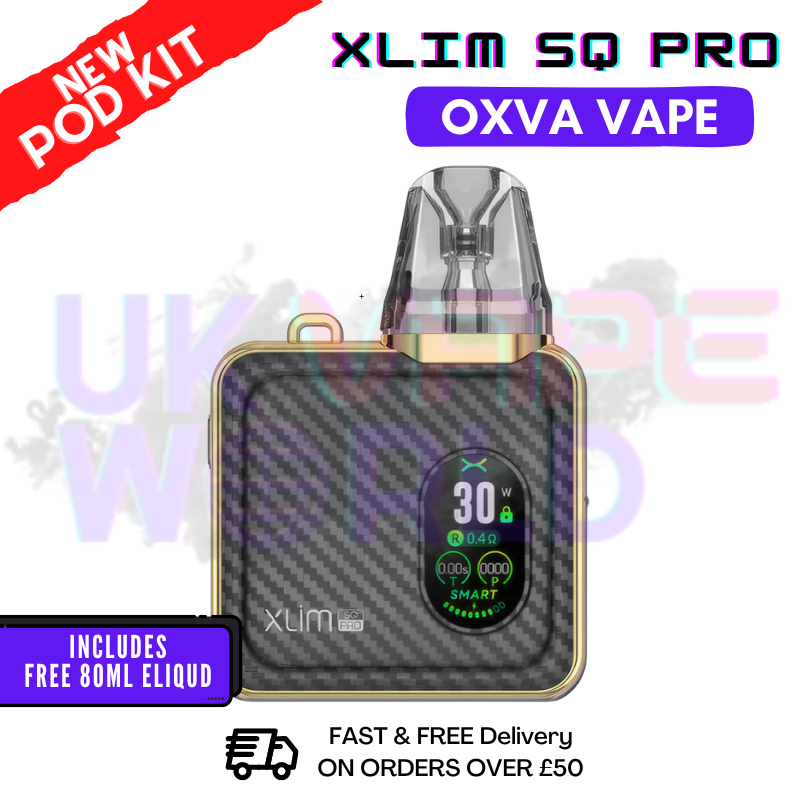 Shop Gold Carbon Oxva Xlim SQ Pro Vape Kit | £19.99 + Free Liq - UK Vape World