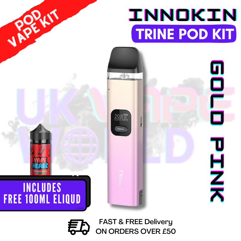 Gold Pink Innokin Trine Pod Vape Kit + FREE 100ML Eliquid