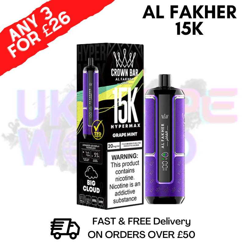 Shop Grape Mint Al Fakher HyperMax 15k Puff | ANY 3 FOR £26 - UK Vape World