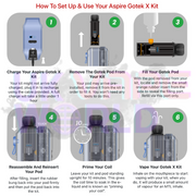 INSTRUCTIONS FOR USE Aspire Gotek X Kit + 1X FREE RandM Nic Salt 10MG - UK Vape World