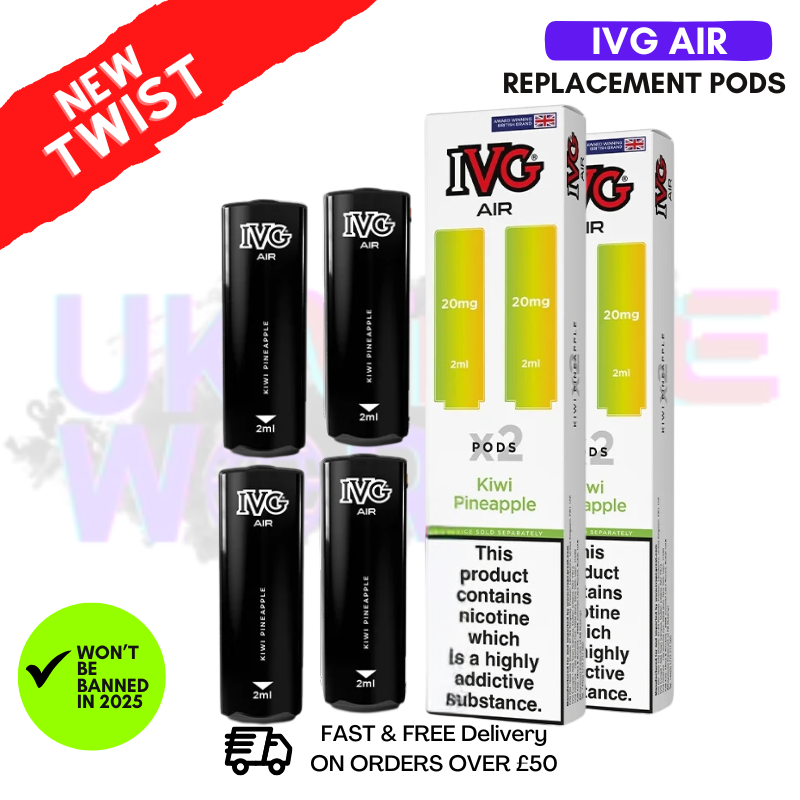 Shop IVG AIR Pods Kiwi Pineapple Pack Of 4 - UK Vape World