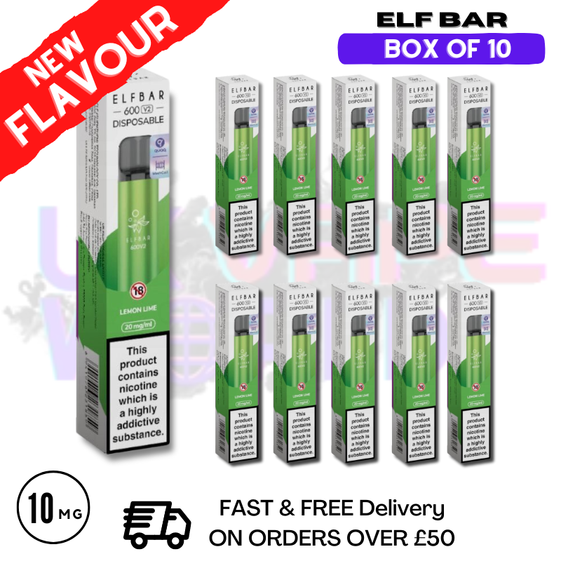 Shop Elf Bar Lemon Lime Bar Box Of 10 - UK Vape World