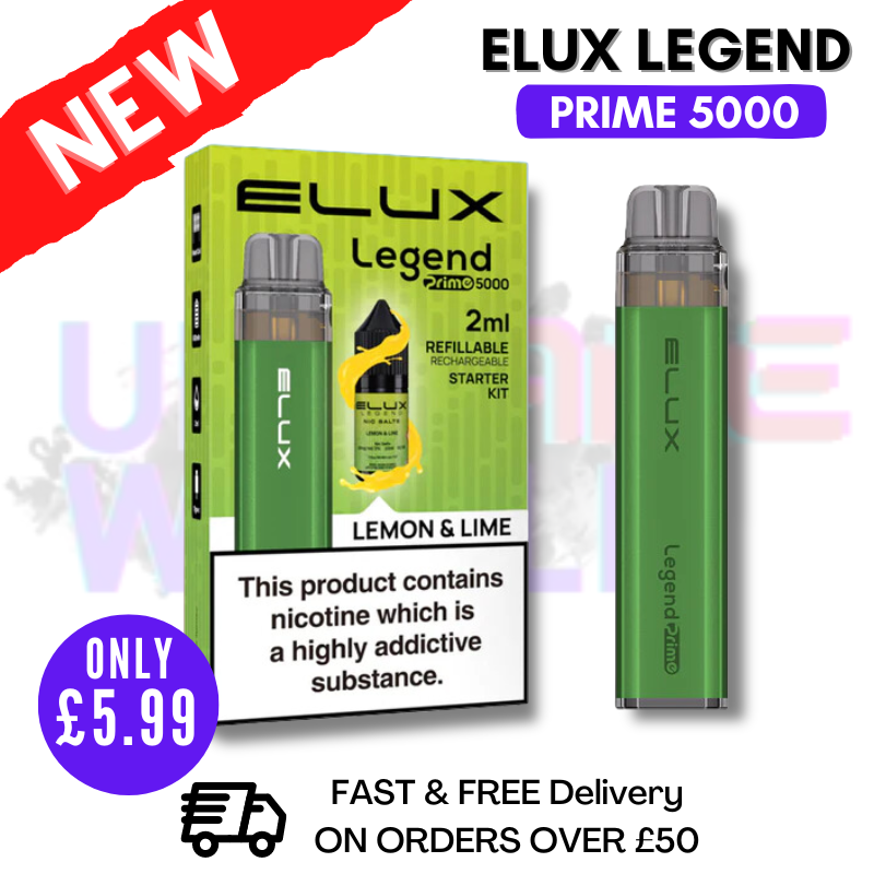 Shop Lemon Lime Elux Legend PRIME 5000 Puff Disposable Vape Kit - UK Vape World