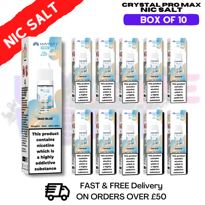 Shop Mad Blue Hayati Crystal Bar Pro Max Pack Box Of 10 Nic Salts - UK Vape World