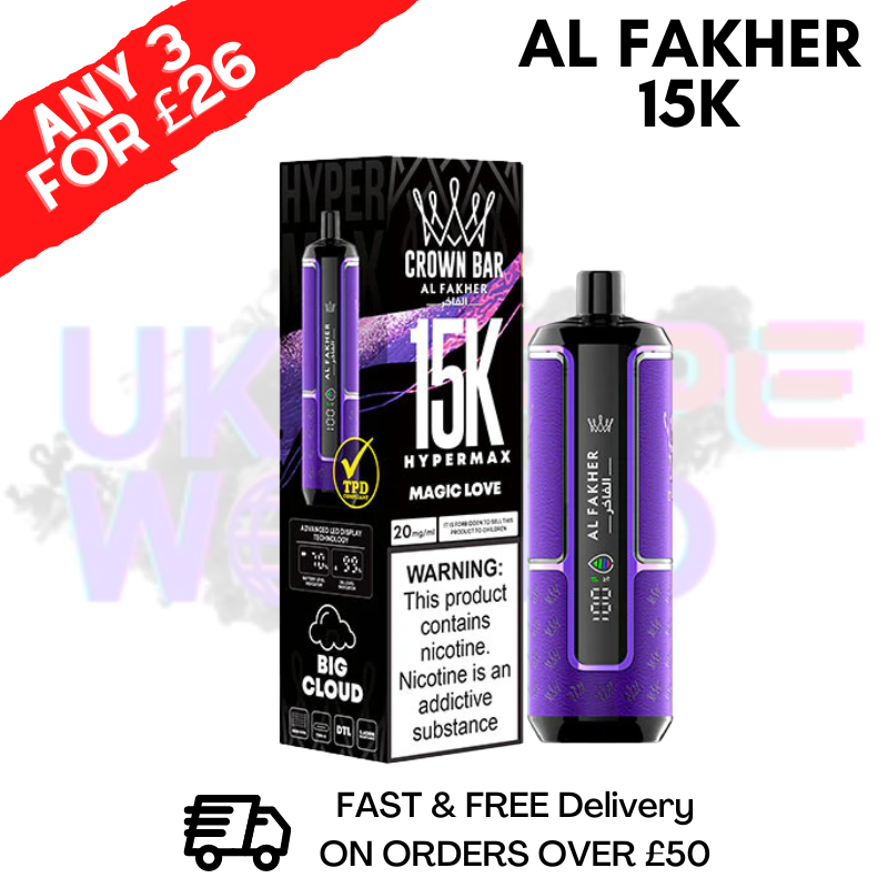 Shop Magic love Al Fakher HyperMax 15k Puff | ANY 3 FOR £26 - UK Vape World