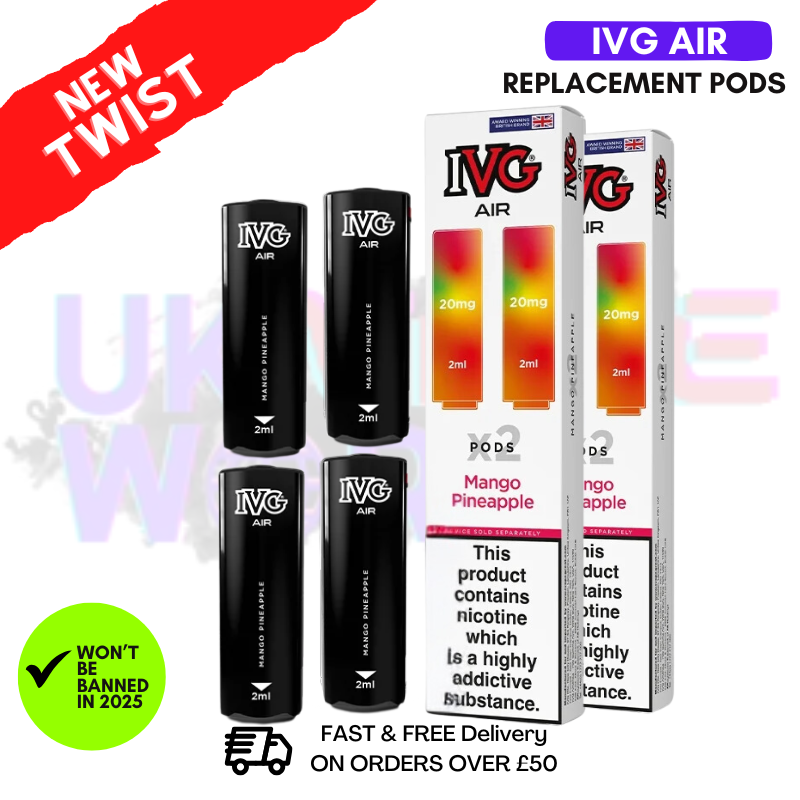 Shop IVG AIR Pods Mango Pineapple Pack Of 4 - UK Vape World