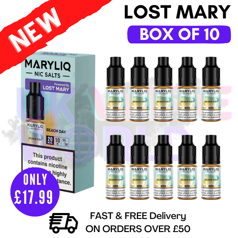 Shop Beach Day MaryLiq Nic Salt BOX OF 10 - UK Vape World 