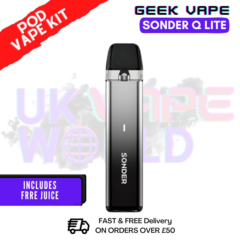 Metallic Black GeekVape Sonder Q lite Pod Kit + Free 2x Salt