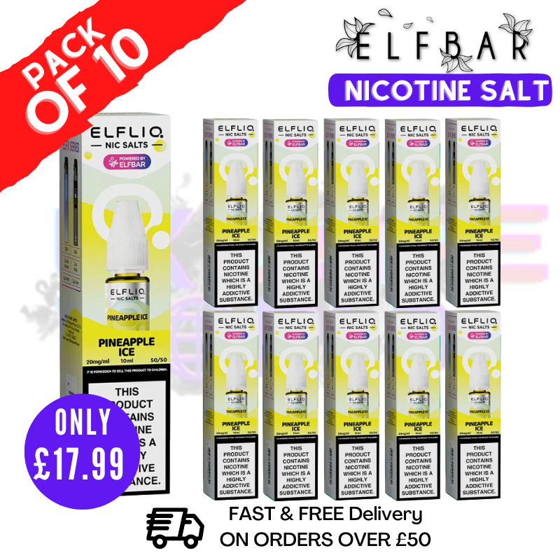 Shop Pineapple Ice ElfLiq Nic Salt BOX OF 10 - ONLY £17.99 - UK Vape World