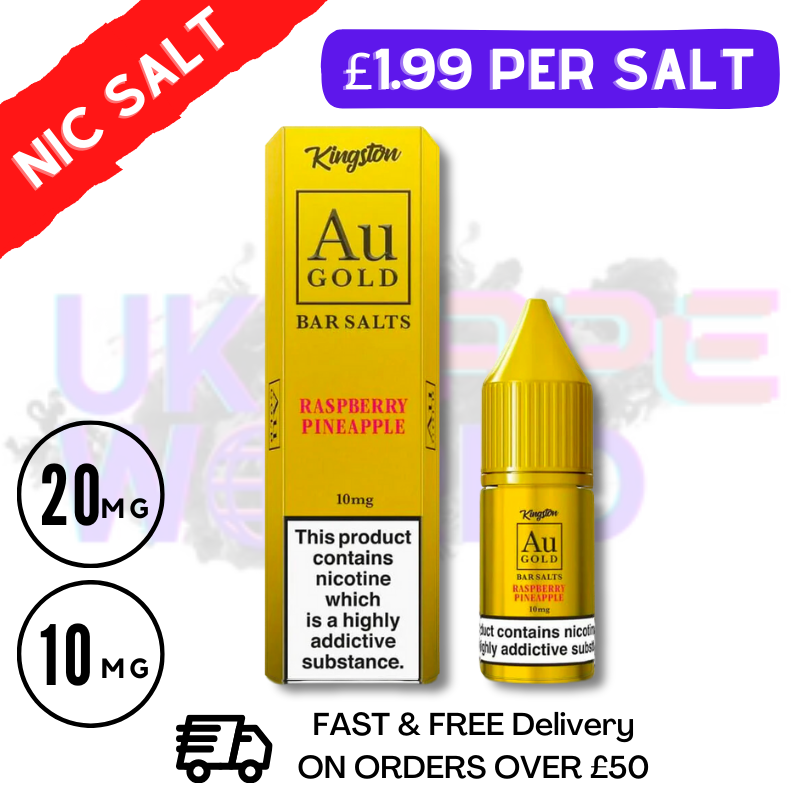 Shop Pineapple Raspberry By Kingston AU Gold Bar Salt 10ML Nicotine Salt eLiquid - UK Vape World