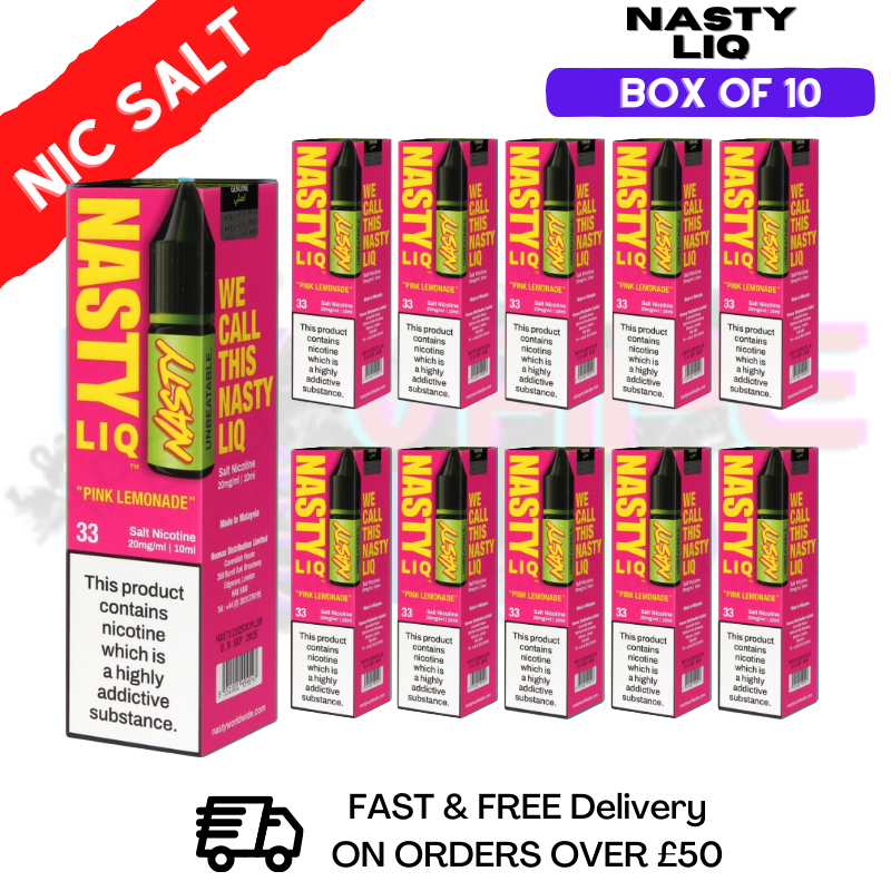 Shop Pink Lemonade - NastyLiq Nic Salt Box Of 10 - UK Vape World