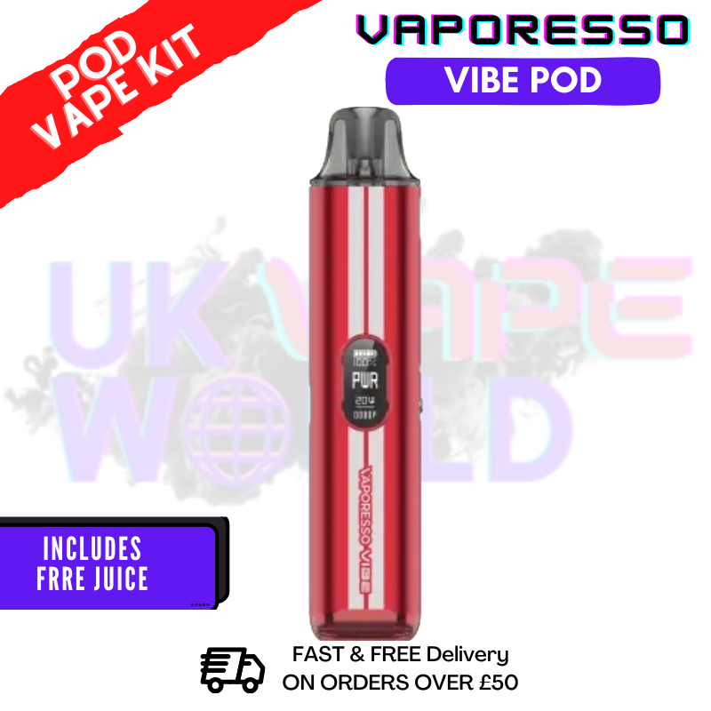 Shop Racing Red Vaporesso Vibe Pod Kit + Free 100ML - UK Vape World