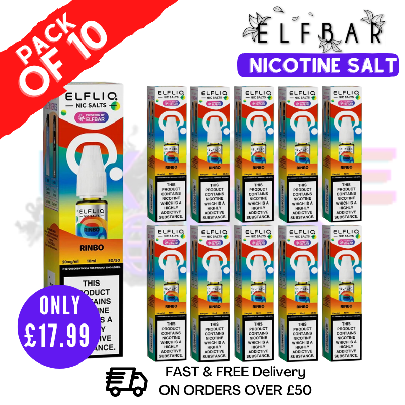 Shop Rainbow (Rinbo) ElfLiq Nic Salt BOX OF 10 - ONLY £17.99 - UK Vape World