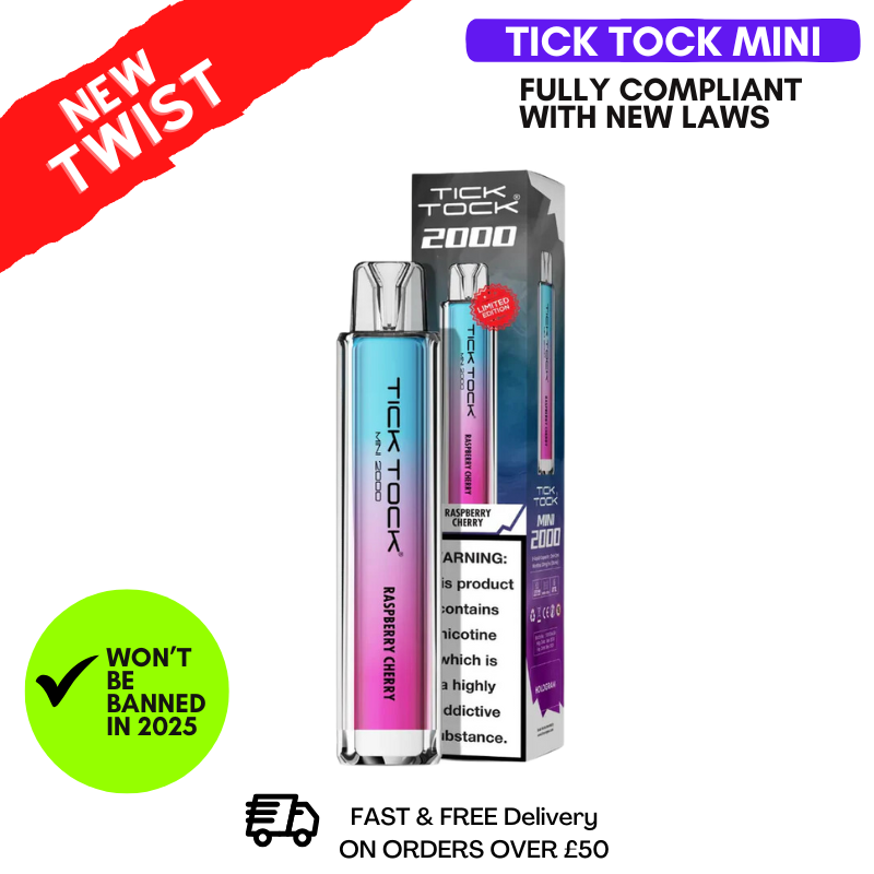 Raspberry Cherry Tick Tock Mini 2000 Puff Kit