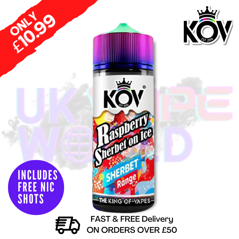 Shop Raspberry Sherbet On ICE Range KOV 100ML Eliquid Shortfill E Juice - UK Vape World