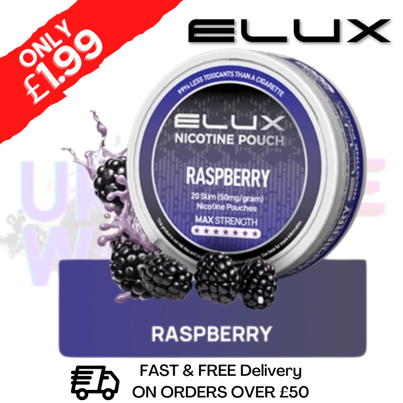 Shop Raspberry Elux Legend Nicotine Pouches - ONLY £1.99 - UK Vape World