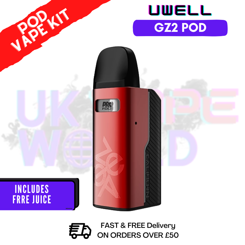 Shop Red Uwell Caliburn GZ2 Pod Kit + Free Nic Salt - UK Vape World