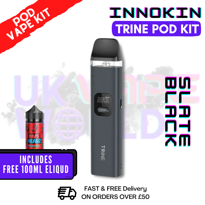 Shop Slate Black Innokin Trine Pod Vape Kit + FREE 100ML Eliquid - UK Vape World