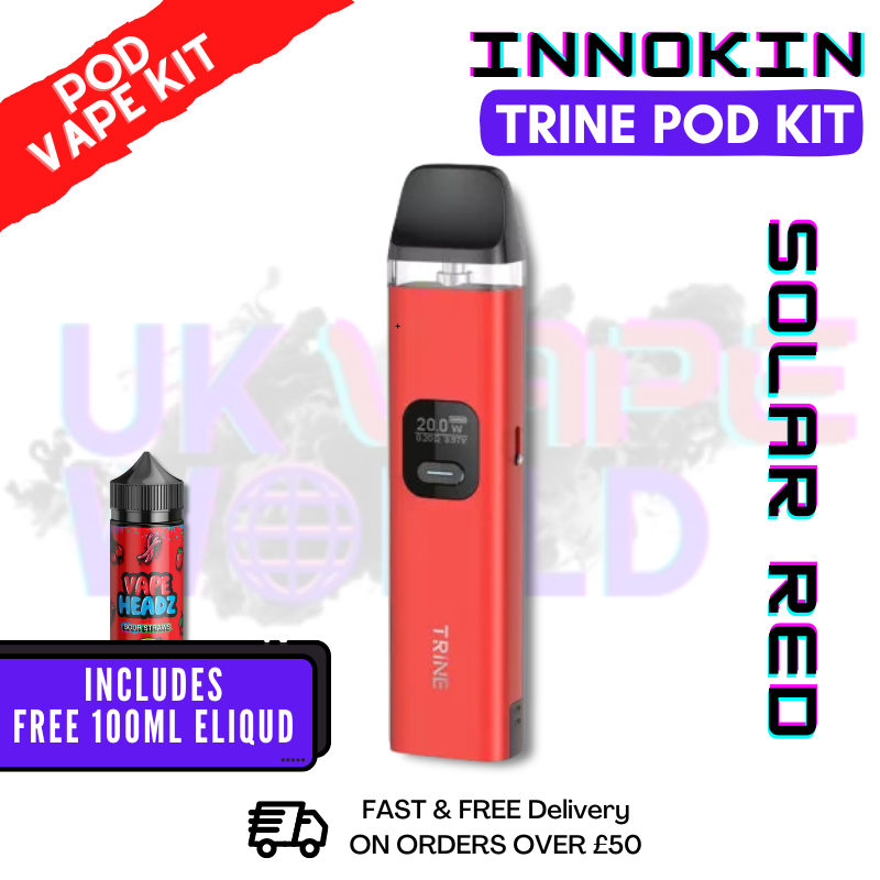 Shop Solar Red Innokin Trine Pod Vape Kit + FREE 100ML Eliquid - UK Vape World